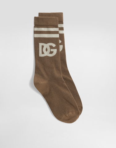Sokker Dolce & Gabbana Dolce & Gabbana Fine-Rib Cotton Socks With Logo Brun | GXS80TJFMLAM9225, 0