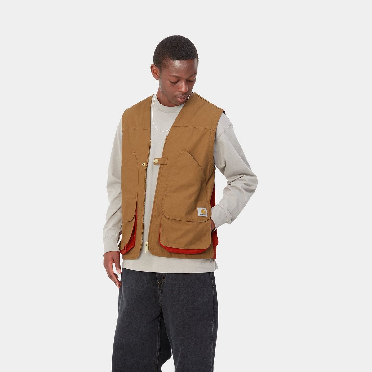 Vest Carhartt WIP Heston Vest "Hamilton brown / Cherry heavy stone wash" Brun | I032149_1OB_60, 1