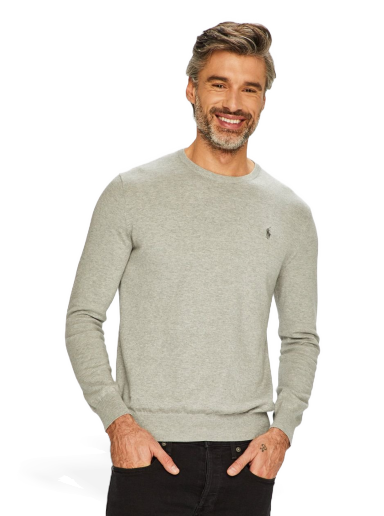 Sweater Polo by Ralph Lauren Slim Fit Cotton Sweater Grå | 710684957003