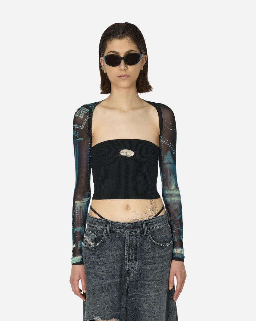 Crop top Jean Paul Gaultier Printed Mesh Long Sleeve Shrug Sort | TO207-T552 59560100