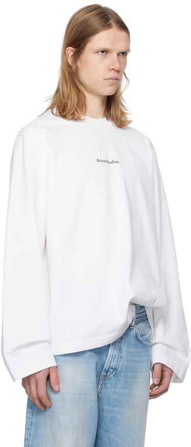 T-shirt Acne Studios White Printed Logo Long Sleeve T-Shirt Hvid | CL0270-, 1