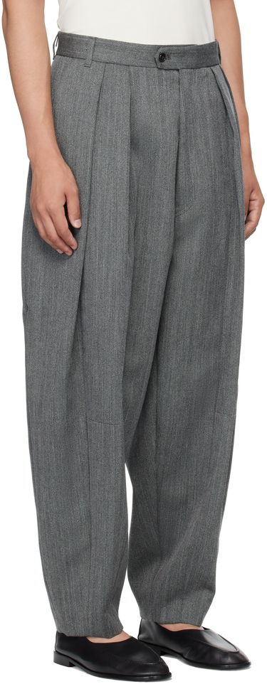 Bukser HED MAYNER Hed Mayner Pleated Wide-Leg Wool Trousers Grå | HMMB30042A-HB103, 1