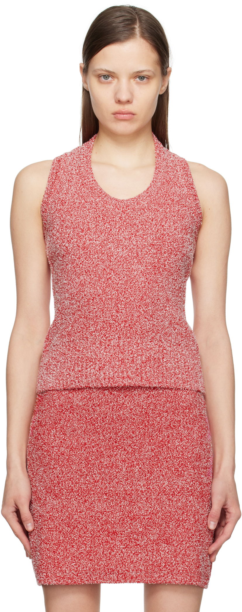 Tanktop FERRAGAMO Red Bouclé Tank Top Rød | 781003