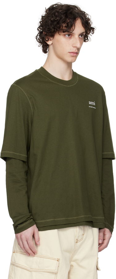 T-shirt AMI AMI Double Layered Long Sleeves T-Shirt Grøn | HTS248.JE0119, 1
