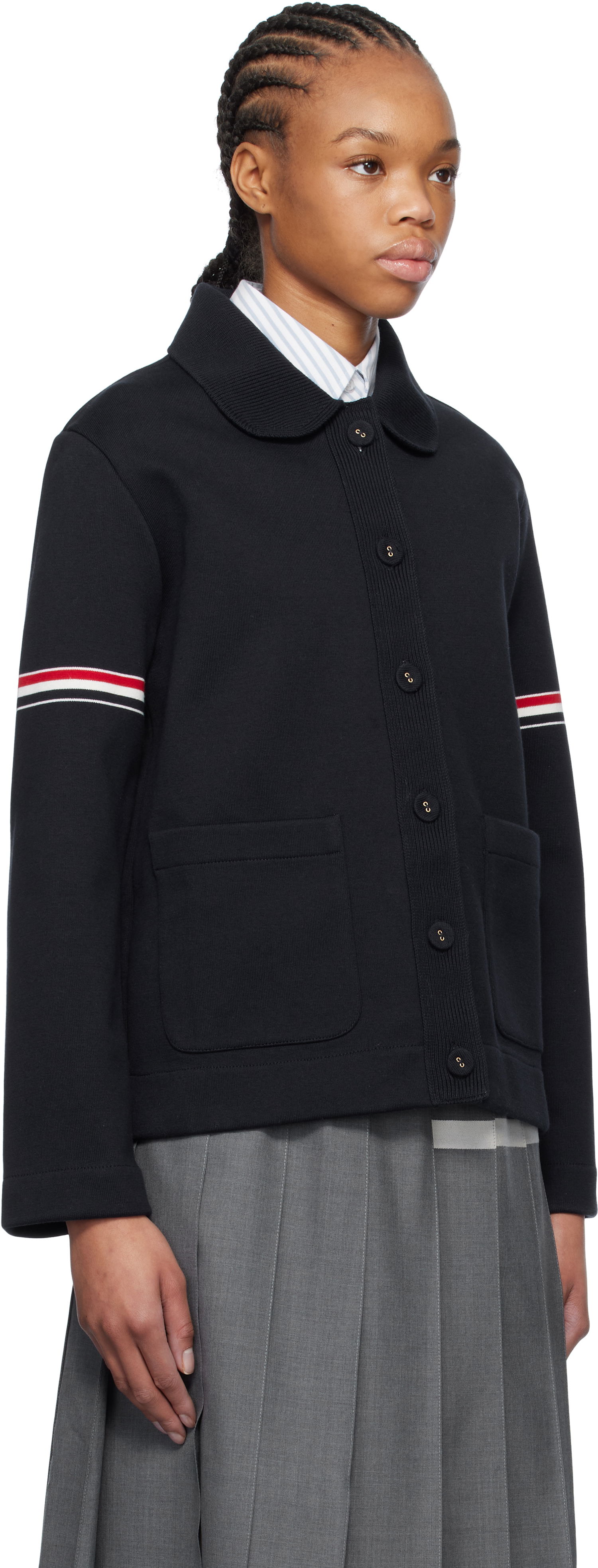 Sweater Thom Browne Thom Browne Cotton Loopback Work Jacket Mørkeblå | FKJ113A-Y3004, 1