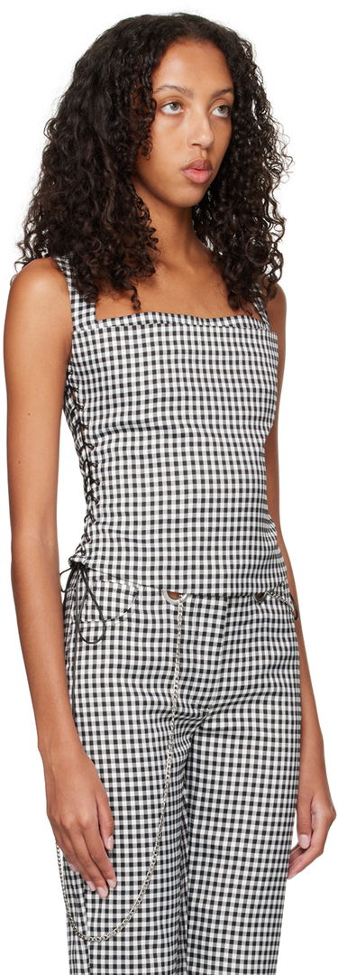 Tanktop Miaou Miaou Vallois Gingham Corset Top Sort | 7061GINOND, 1