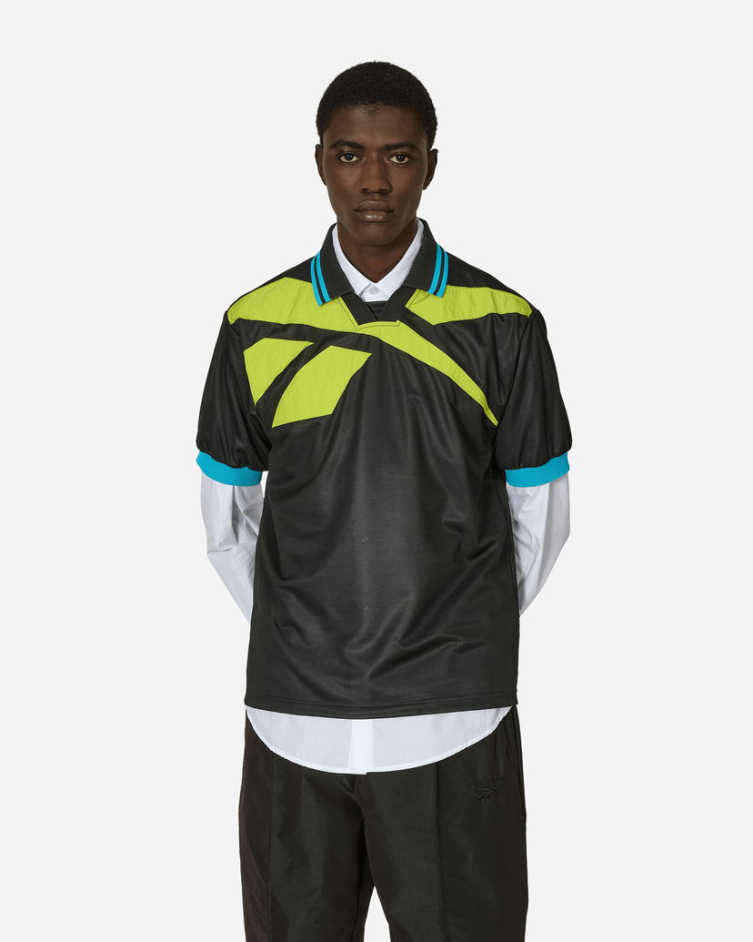 Polo skjorte Reebok Botter Vector Layered Polo Shirt Black / Acid Yellow Sort | RMGC001C99FAB0014815