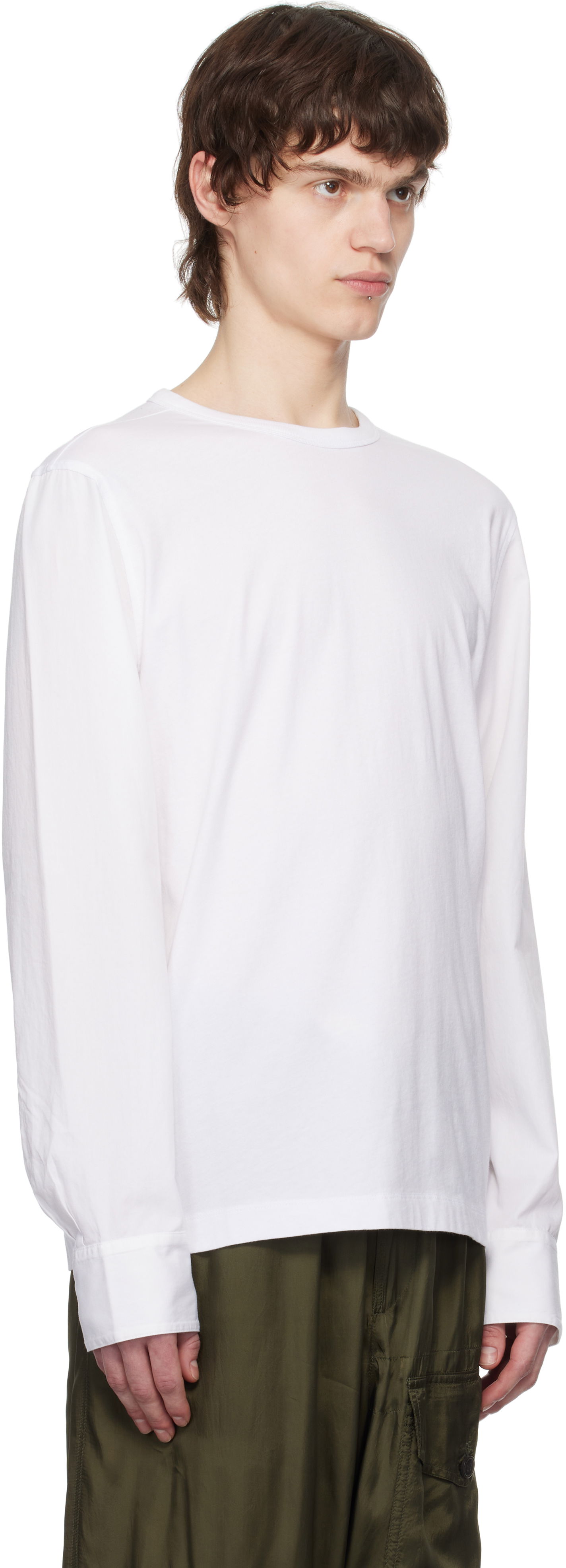 T-shirt Dries Van Noten Dries Van Noten Paneled Long Sleeve T-Shirt Hvid | 251-021106-1600, 1