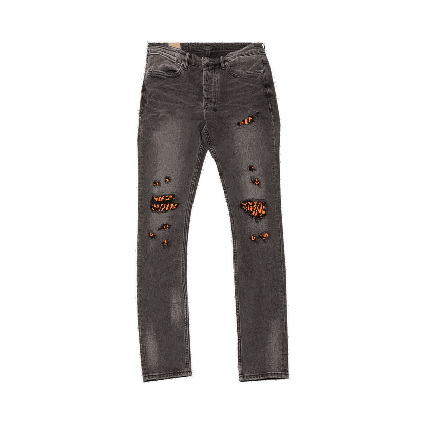 Jeans Ksubi Van Winkle Angst Distressed Denim Jeans with Orange Patches Orange | 5000007253