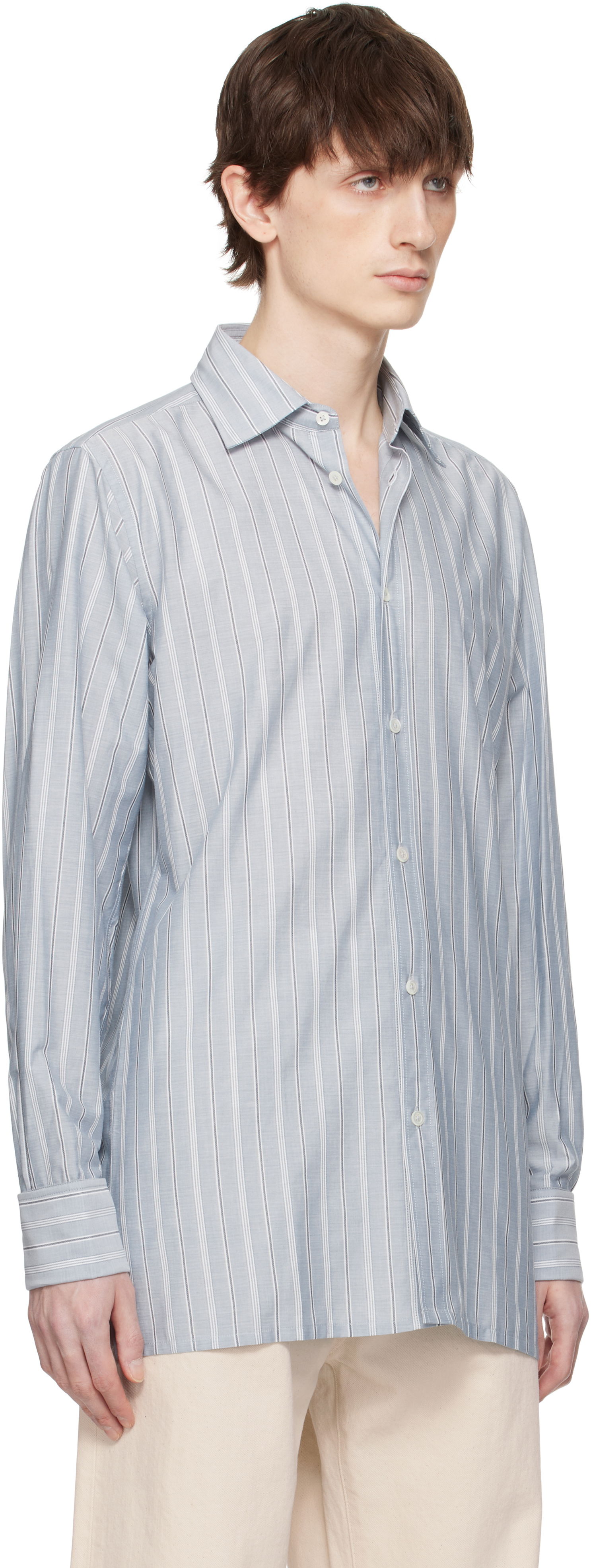 Skjorte Maison Margiela Maison Margiela Striped Long-Sleeved Shirt Blå | S50DT0048 M35281, 1
