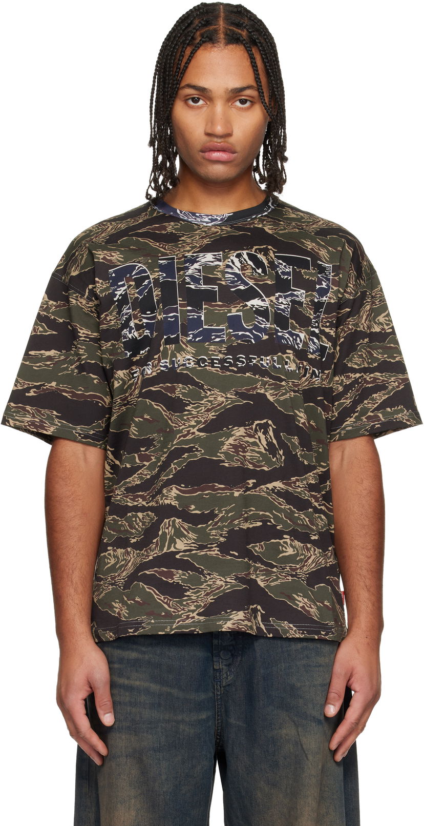 T-shirt Diesel Tiger Stripe Camouflage Graphic T-Shirt Flerfarvet | A19343-0AJFJ-51FA