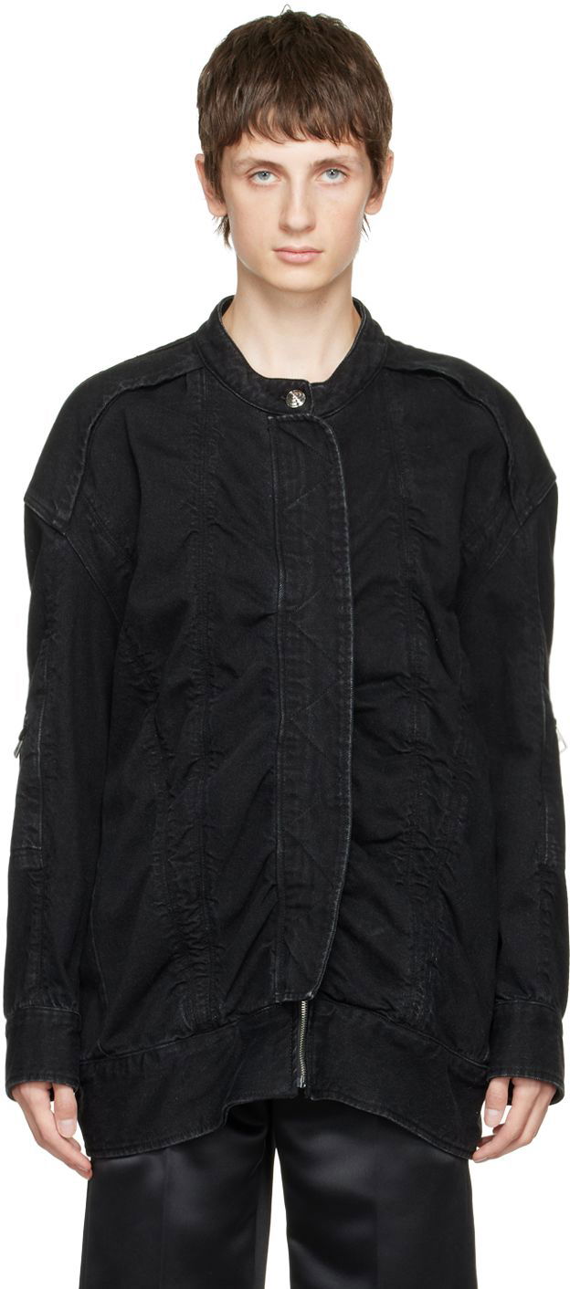 Jakke We11done We11done Bomber Denim Jacket Sort | WD-DJ3-21-331-U-BK