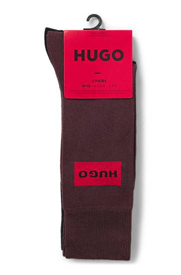 Sokker BOSS Two-pack of regular-length socks with logo labels Bourgogne | 50543167, 1