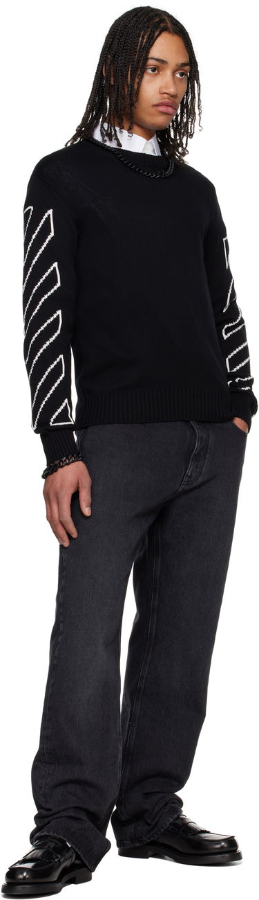 Sweater Off-White Off-White Diagonal Outline Knit Sweater Sort | OMHE087C99KNI0021061, 3