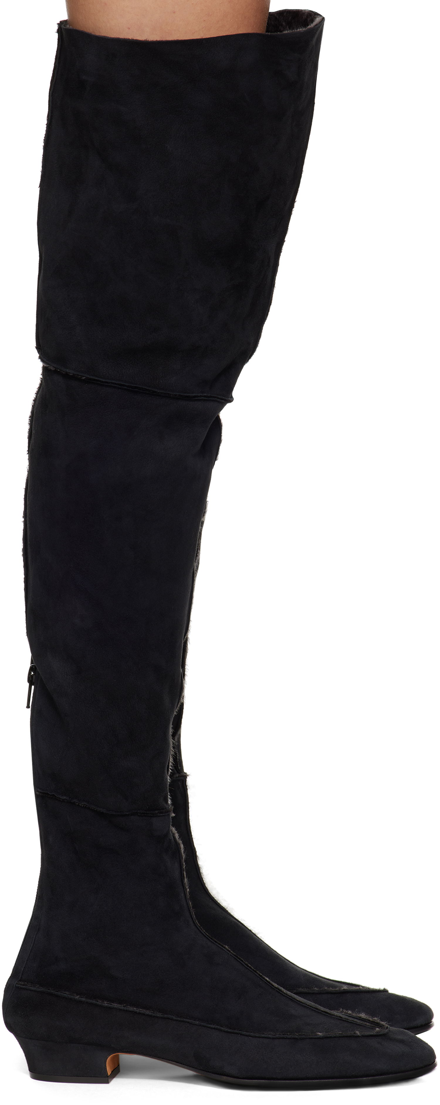 Sneakers og sko The Row Suede Over-The-Knee Boots Sort | F1530-SH01, 0