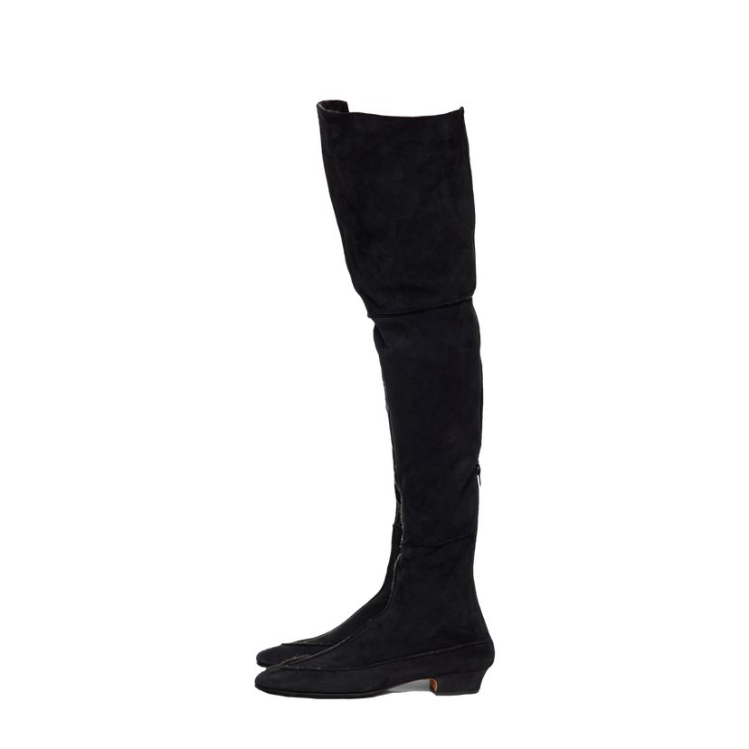 Sneakers og sko The Row Suede Over-The-Knee Boots Sort | F1530-SH01