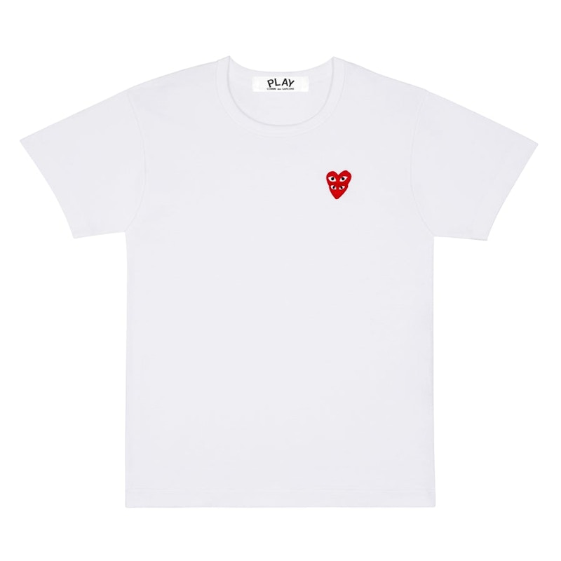 T-shirt Comme des Garçons Play Double Heart T-Shirt Hvid | AZ-T287-051-2 / P1T2872