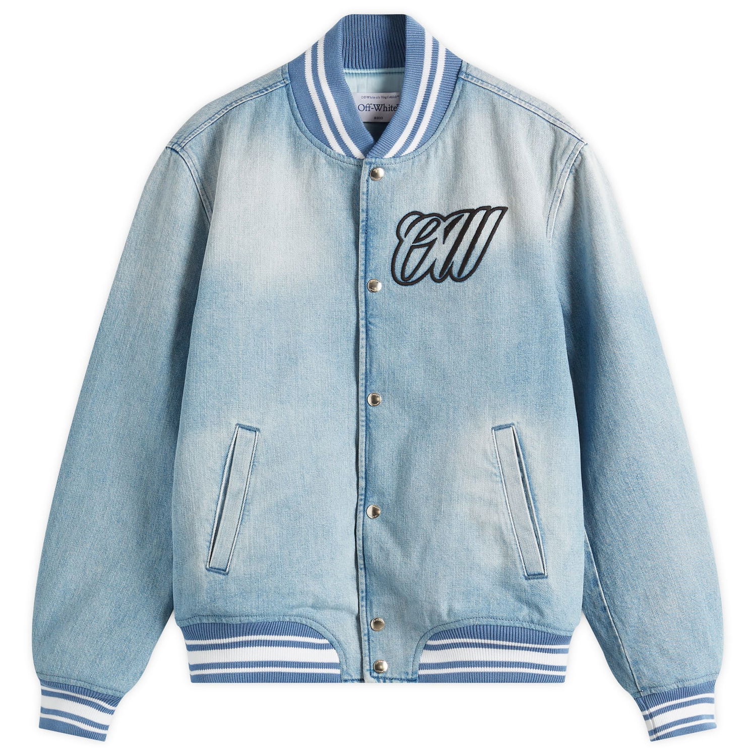 Bomberjakke Off-White Off-White Women's Denim Varsity Jacket Blå | OWEK006S25DEN0014010, 0