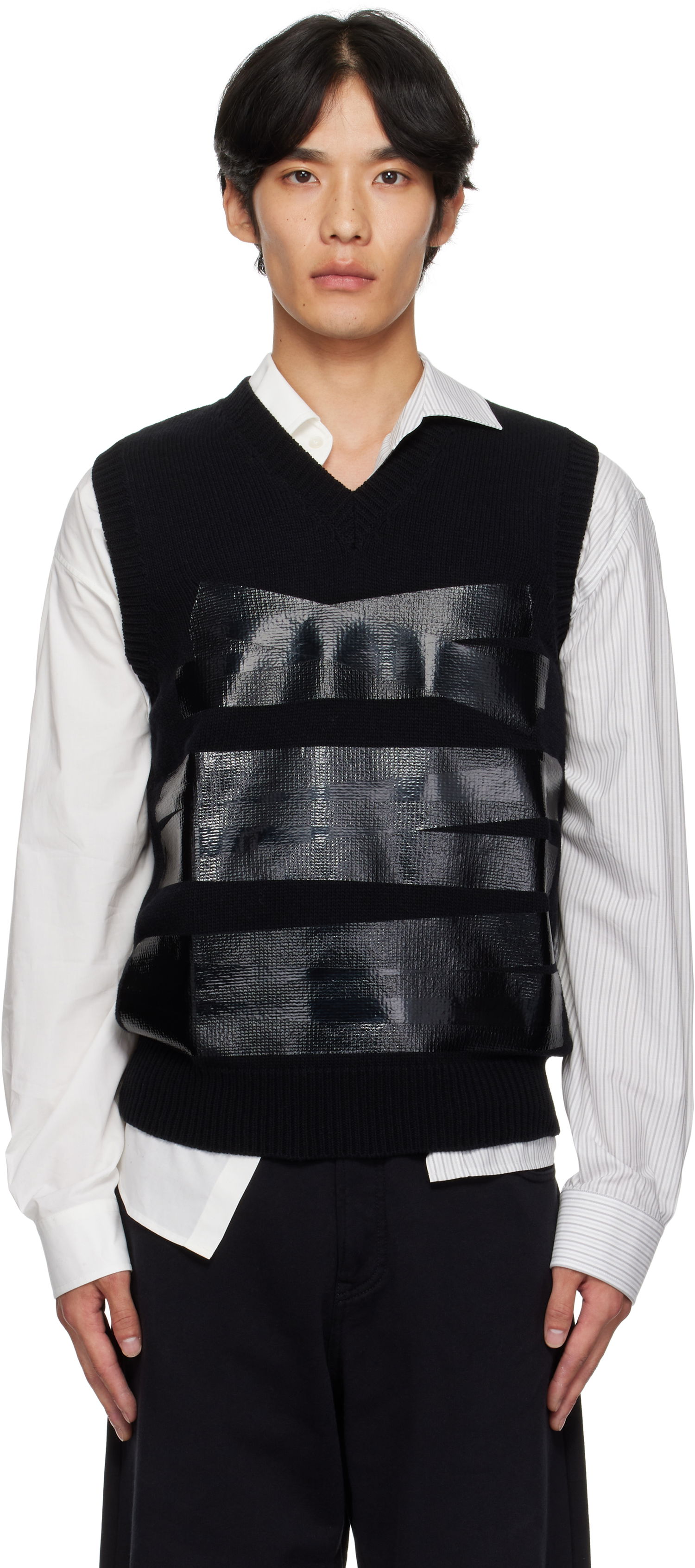 Vest Maison Margiela MM6 Maison Margiela Taped Knit Vest Sort | SH2FB0022 M13167, 0