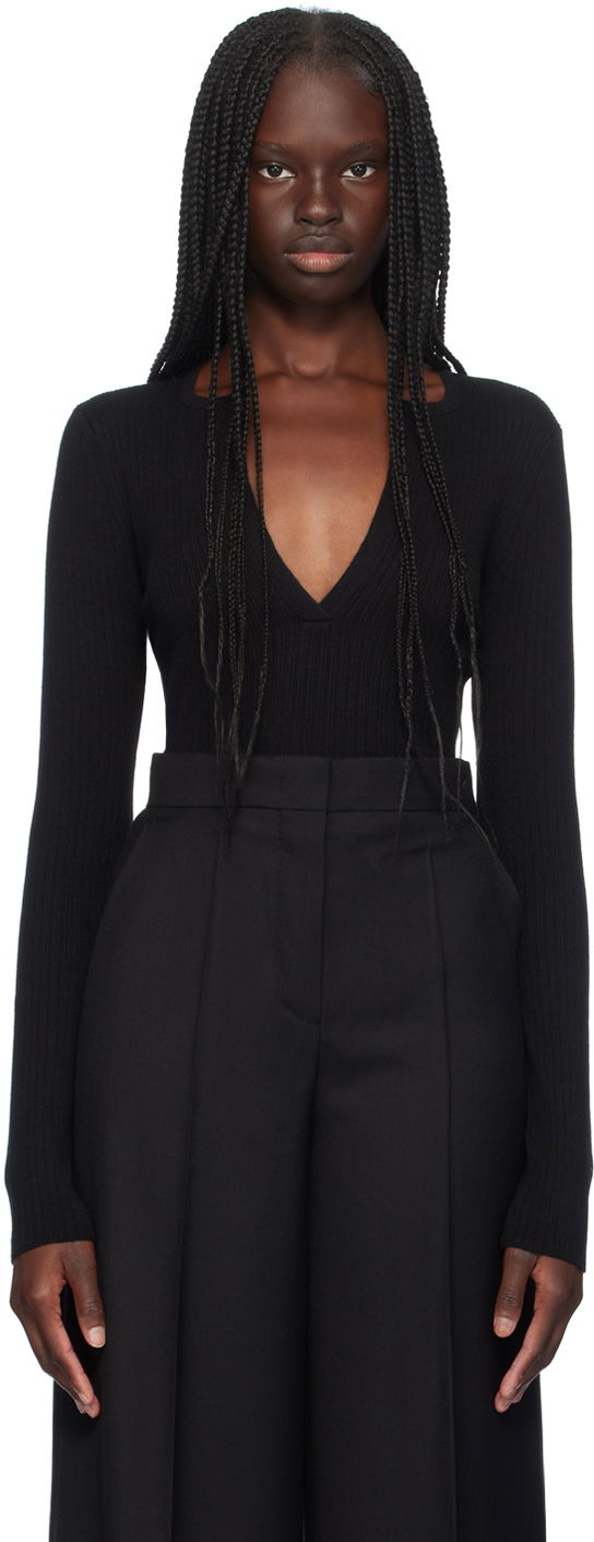 Krop Max Mara Max Mara Urlo Ribbed Knit Sweater Sort | 2421366111600, 0