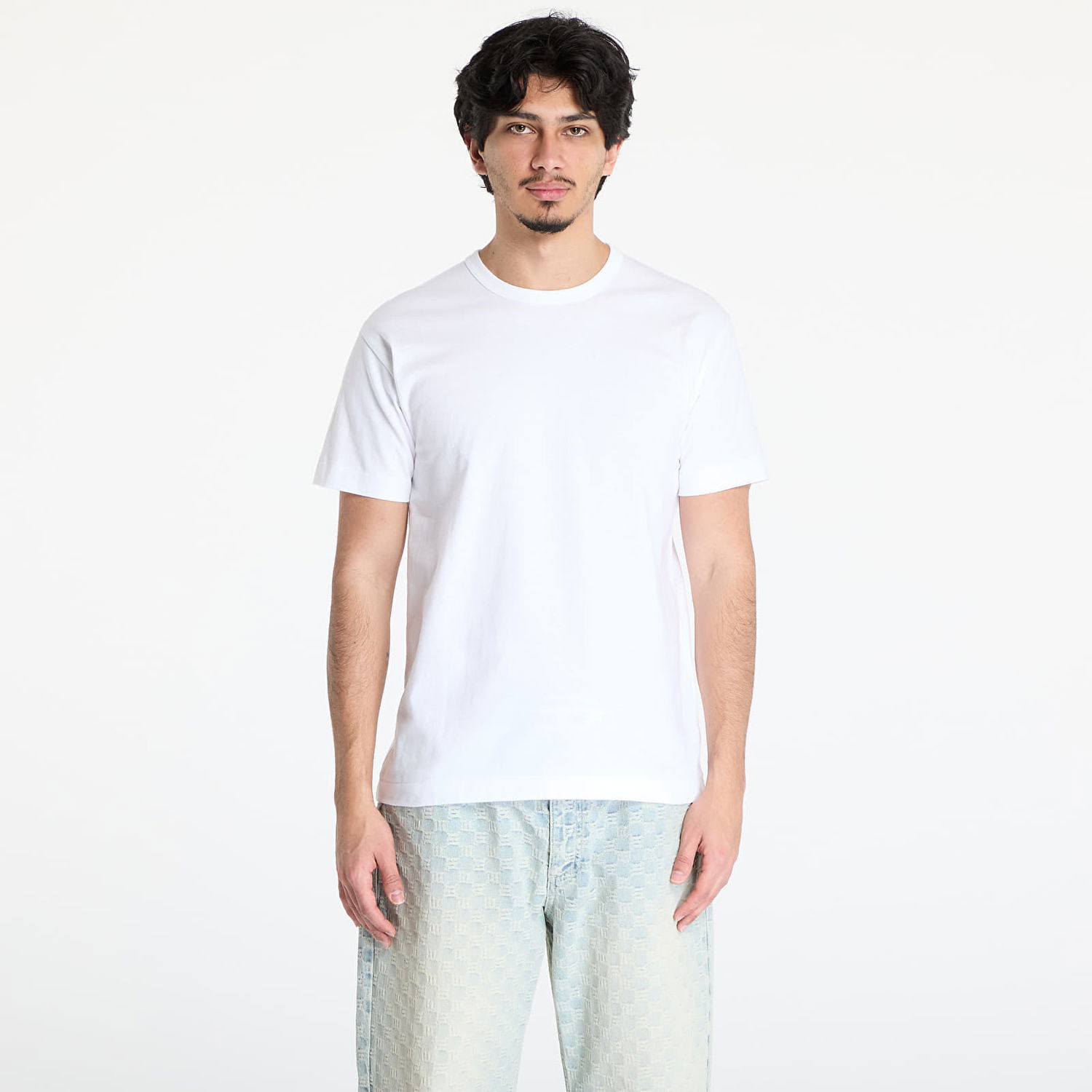 T-shirt Comme des Garçons Comme des Garçons PLAY Black Emblem Knit T-Shirt Hvid | AX-T341 WHITE, 0