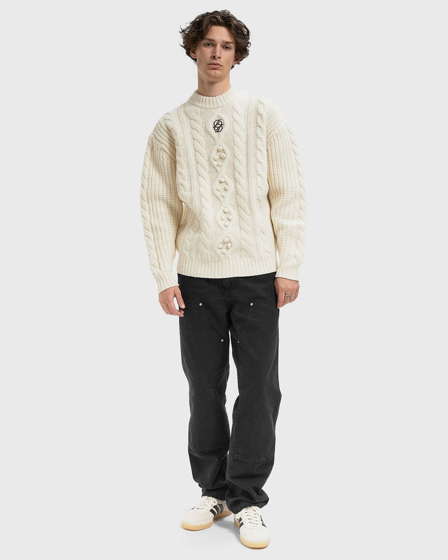 Sweater Drôle de Monsieur Maille Torsade Sweater Hvid | I-PO183-WO018-OW, 1