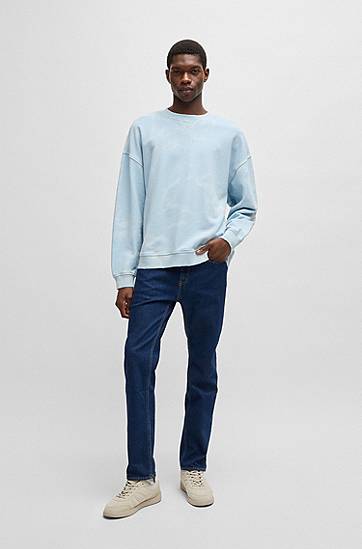 Sweater BOSS HUGO Tie-Dye Terry Sweatshirt Blå | 50534266, 1