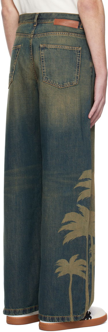 Jeans Palm Angels Laser Palms Loose Jeans Blå | PMYA049S25DEN0016009, 2