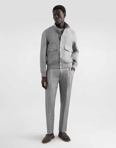 Bukser Dolce & Gabbana Dolce & Gabbana Washed Linen Canvas Cropped Trousers Grå | GV4EETFU4MFS8290, 3