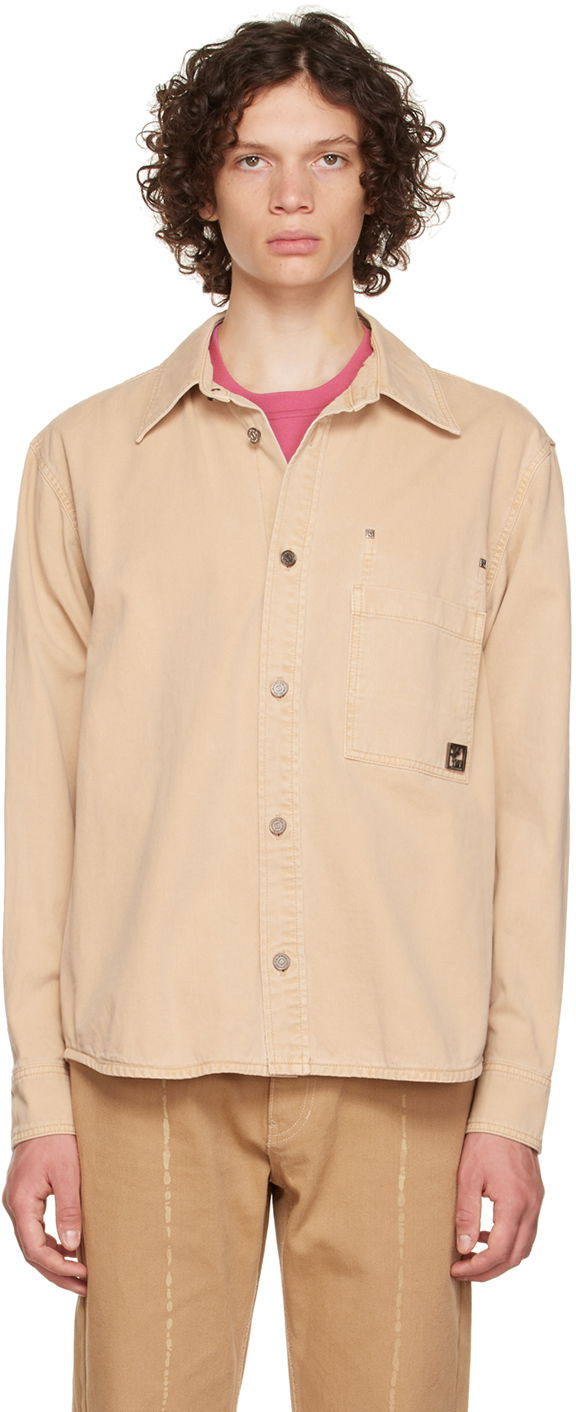 Skjorte WOOYOUNGMI WOOYOUNGMI Patch Pocket Shirt Beige | W223SH11