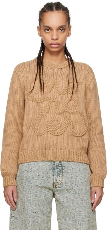 Sweater Moncler Moncler Embroidered Logo Cotton Sweater Brun | K10939C00004M5206, 0