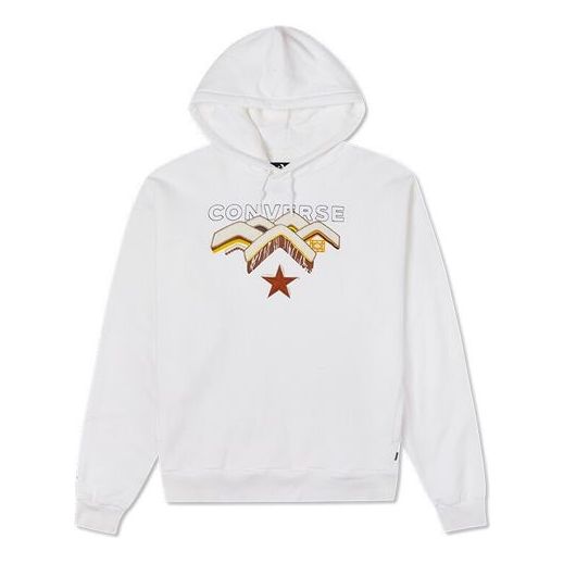Sweatshirt Converse Converse Mountains Print Fleece Hoodie Hvid | 10023523-A01