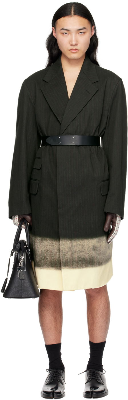 Frakker Maison Margiela Maison Margiela Trompe-L'œil Pinstripe Dip-Dye Coat Sort | S50AA0139 M35011