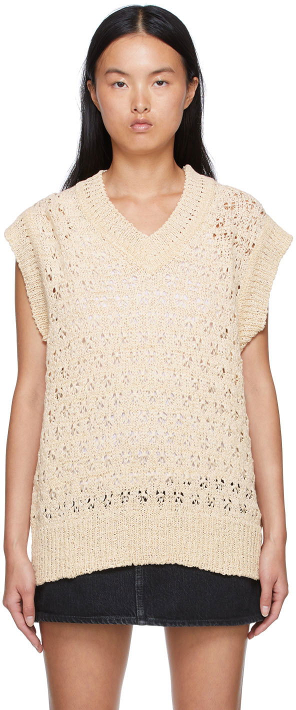 Sweater Andersson Bell Organic Cotton Crochet Knit Vest Beige | atb671m