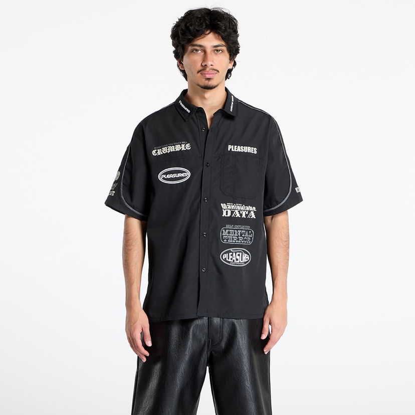 Skjorte Pleasures PLEASURES Terror Button-Up Shirt Sort | P25SU005 BLACK