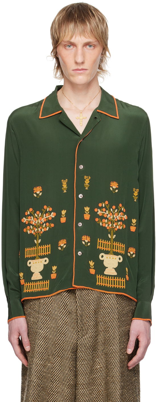 Skjorte Bode Beaded Paddock Sampler Shirt Grøn | MRS24SH004