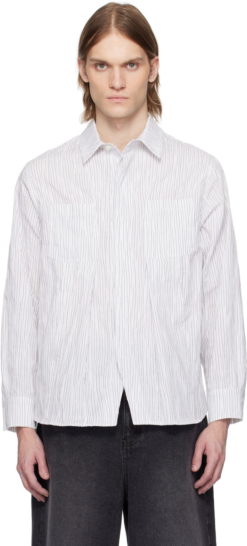 Skjorte ADER ERROR ADER error Product. 53 Striped Shirt Hvid | BO01SSSH0101WH