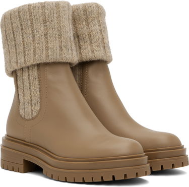Sneakers og sko Gianvito Rossi Gianvito Rossi Chalet Knit Ankle Boots Beige | G72929-20GOM-CKH, 3