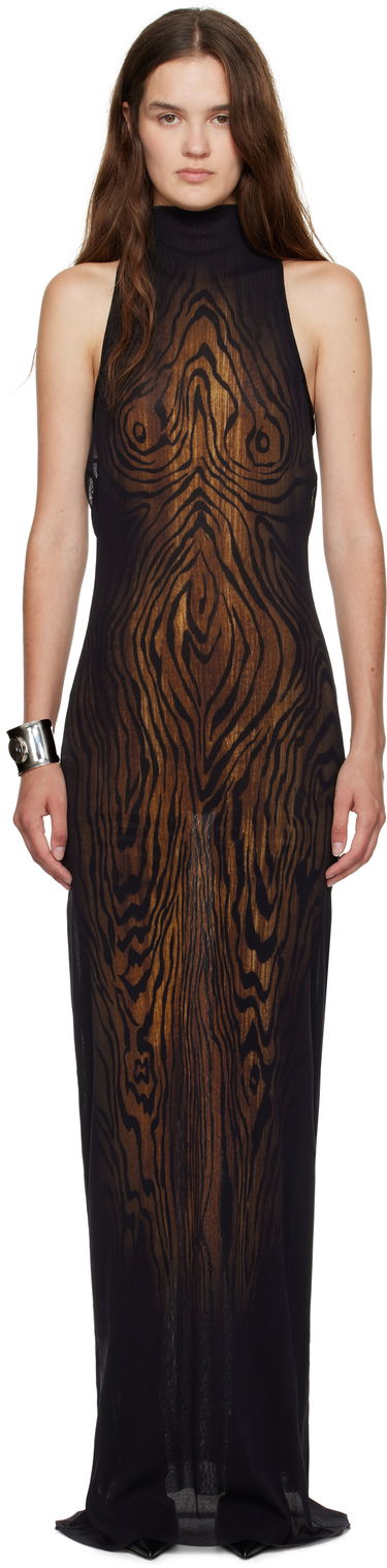Kjole Jean Paul Gaultier Jean Paul Gaultier 'The Long Draped Wood' Maxi Dress Sort | 25/03-W-DR029-M002P-0060, 0