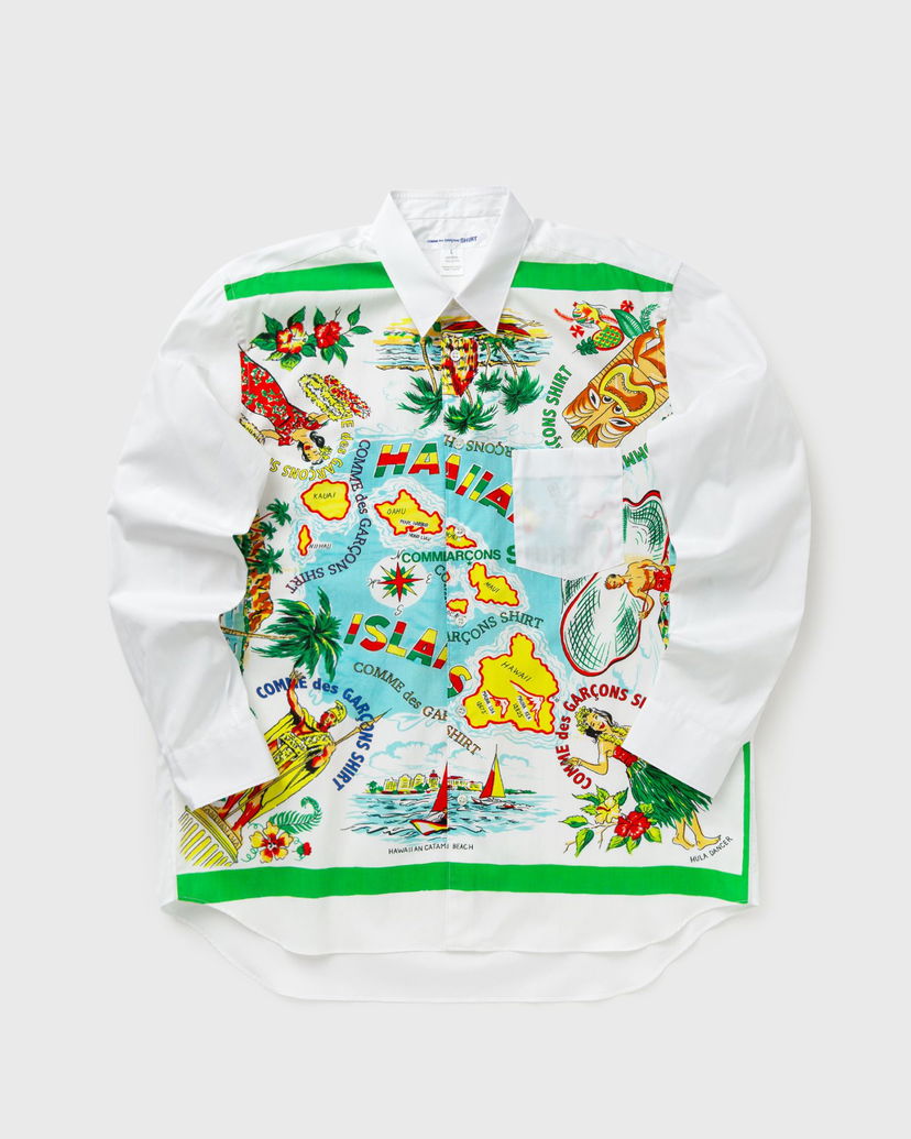 Skjorte Comme des Garçons Hawaiian Map Print Long-Sleeve Woven Shirt Flerfarvet | FP-B060-W25-1