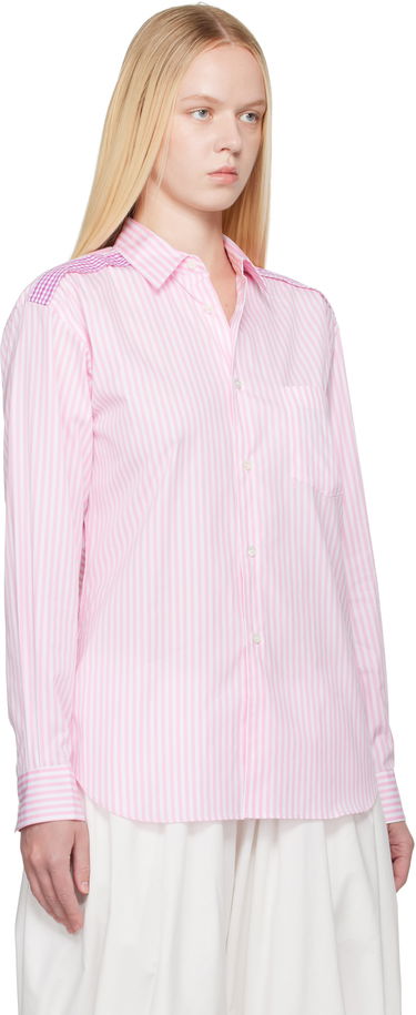 Skjorte Comme des Garçons Comme des Garçons Striped Gingham Trim Shirt Lyserød | FO-B022-S25, 1
