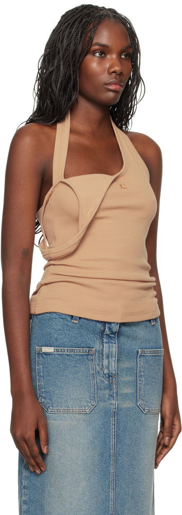 Tanktop Courrèges Asymmetric Rib Tank Top Brun | 424JTO353JS0121, 1