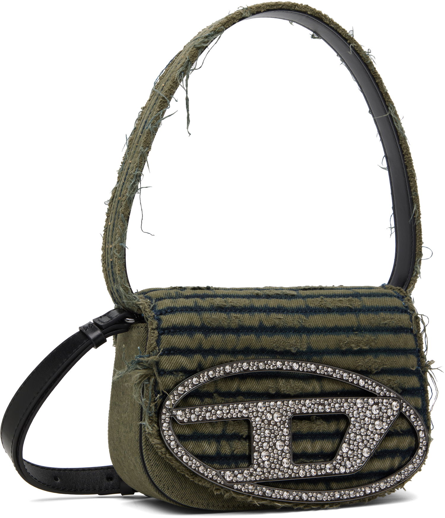 Håndtaske Diesel Diesel 1DR Denim Crystal-Embellished Bag Grøn | X08396 P5567, 1