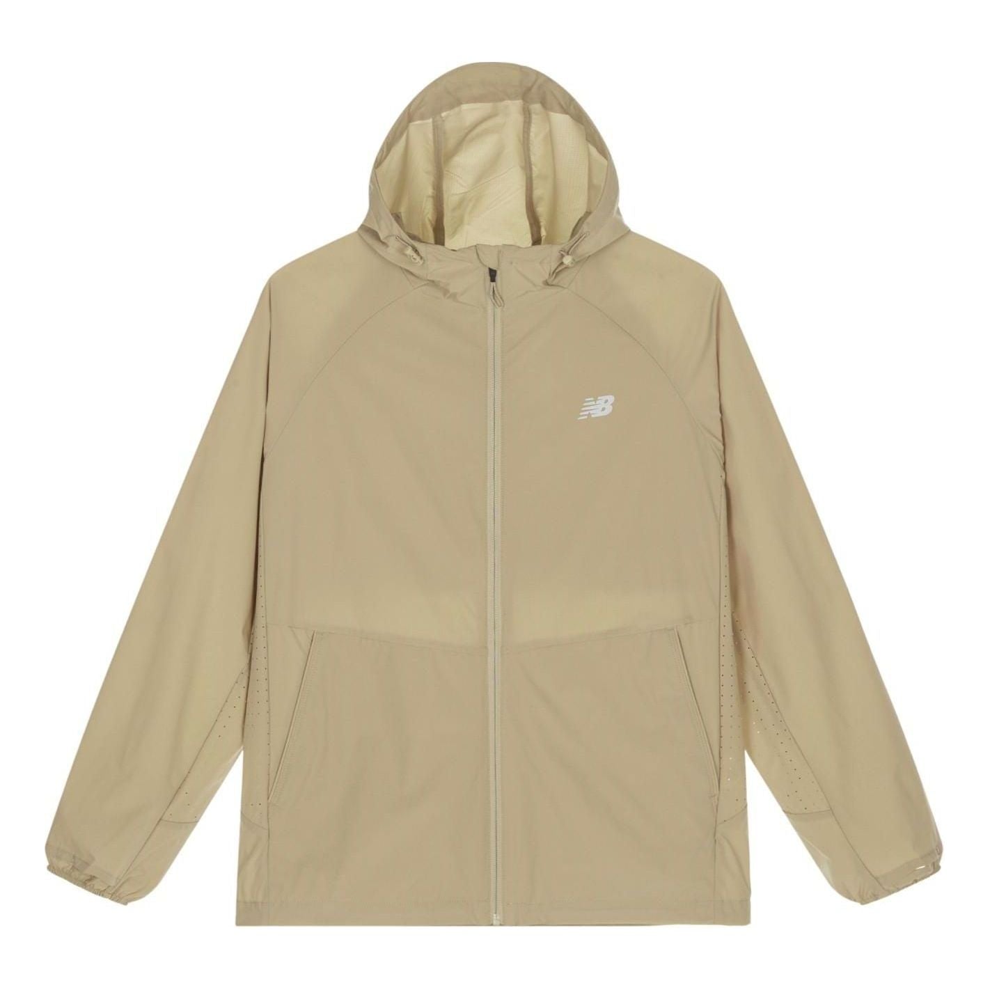 Vindjakke New Balance Hooded Running Jacket Beige | NAE24101-BWN, 0