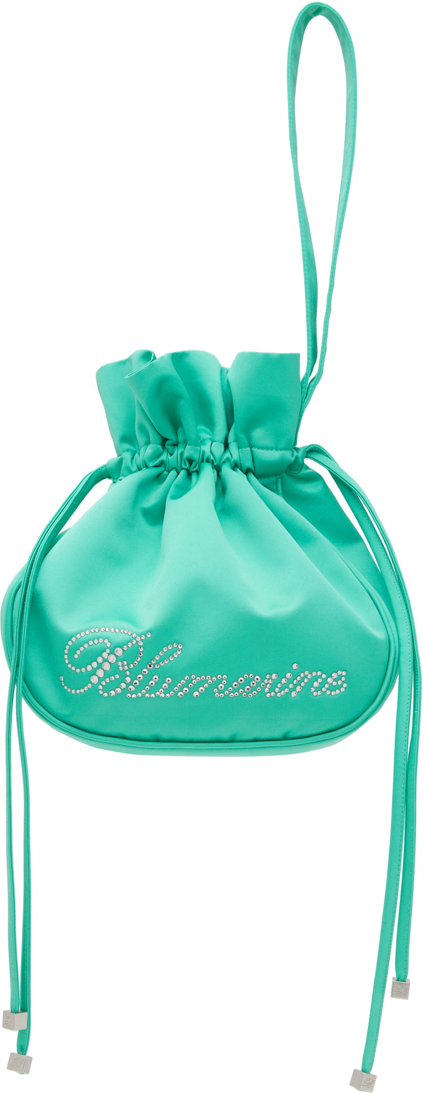 Håndtaske Blumarine Blumarine Satin Rhinestone Logo Pouch Turkis | P5HHW091A