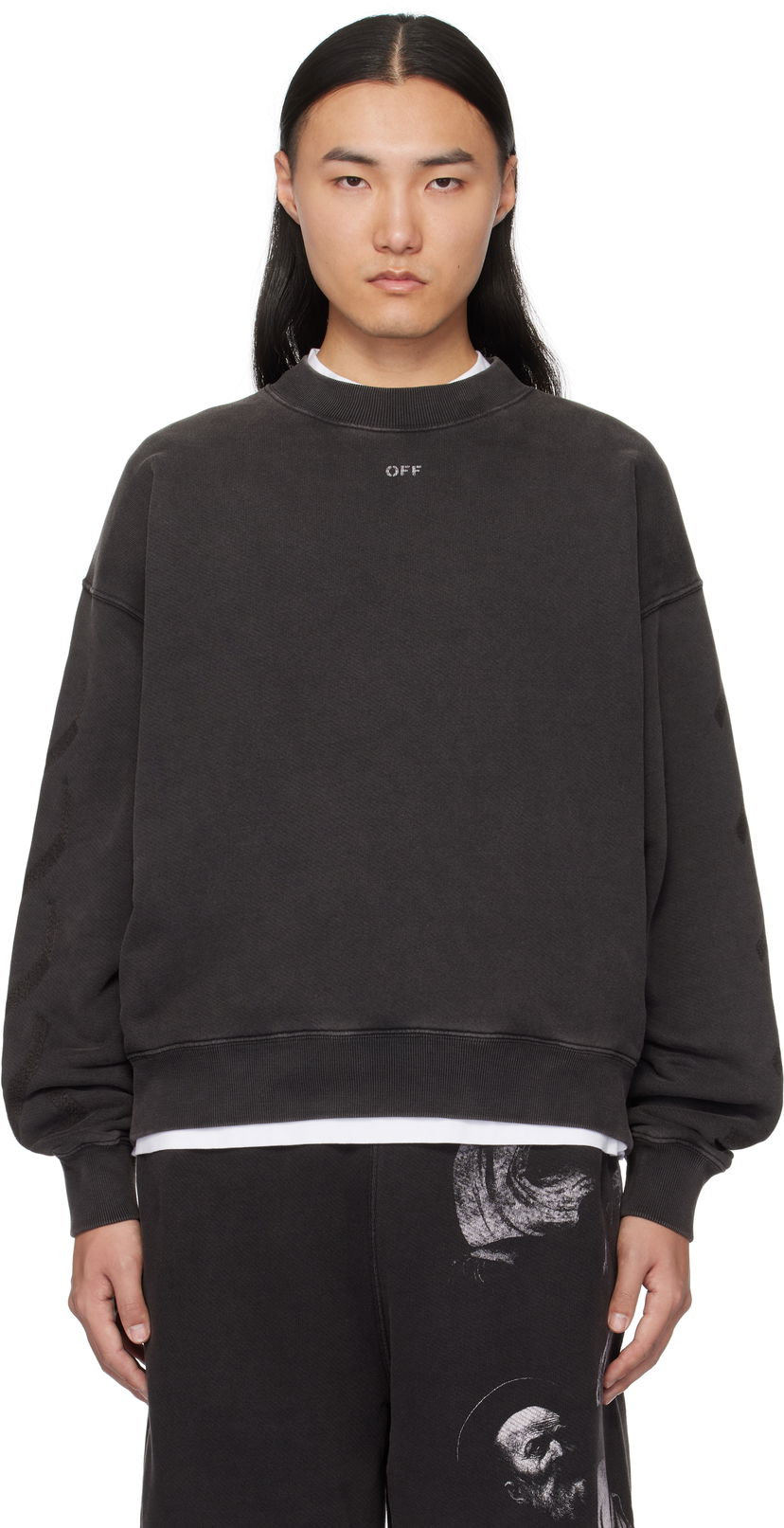 Sweater Off-White Off-White S.Matthew Skate Sweatshirt Sort | OMBA054C99FLE0091077