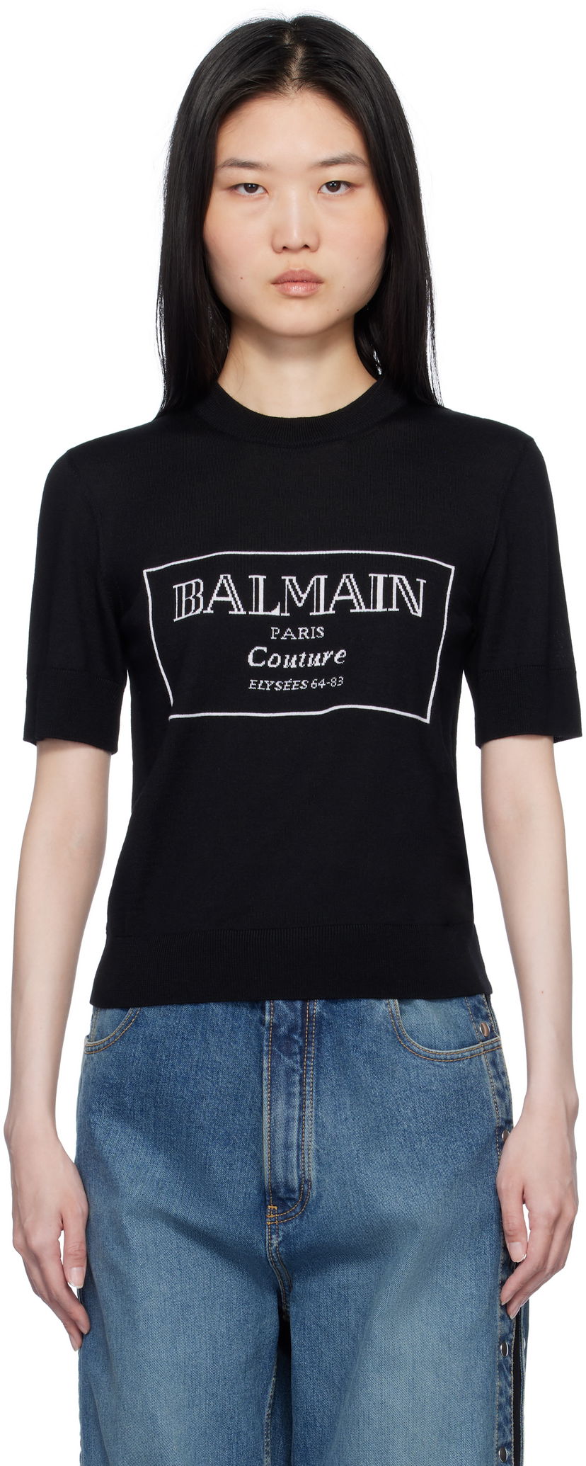T-shirt Balmain 'Couture' Knit T-shirt Sort | EF1KA115KH87