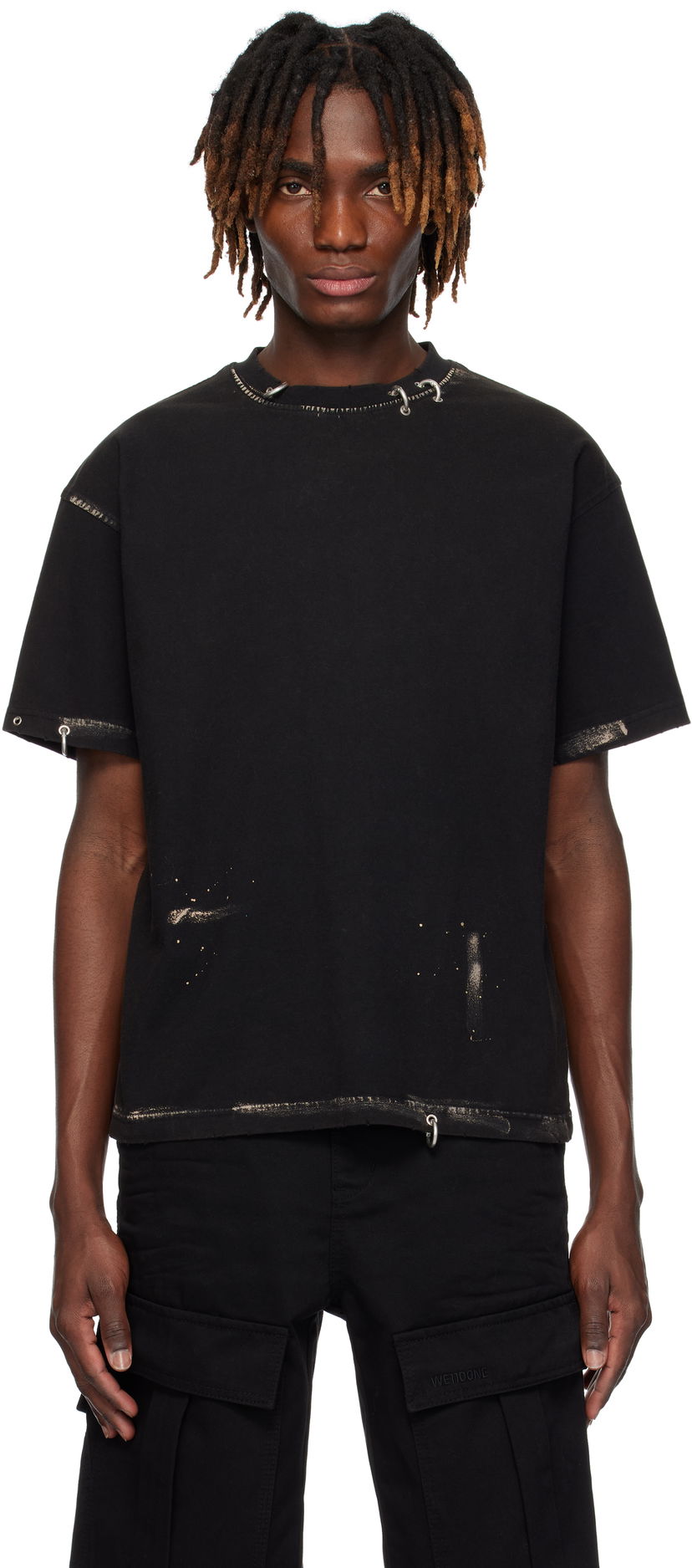 T-shirt We11done We11done Pierced Distressed T-Shirt Sort | WD-TT0-25-770-U-BK