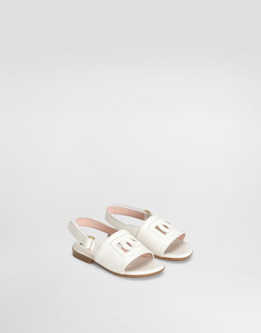 Tilbehør Dolce & Gabbana Dolce & Gabbana Calfskin Sandals With Cut-Out DG Logo Hvid | D20100A12238S936, 1