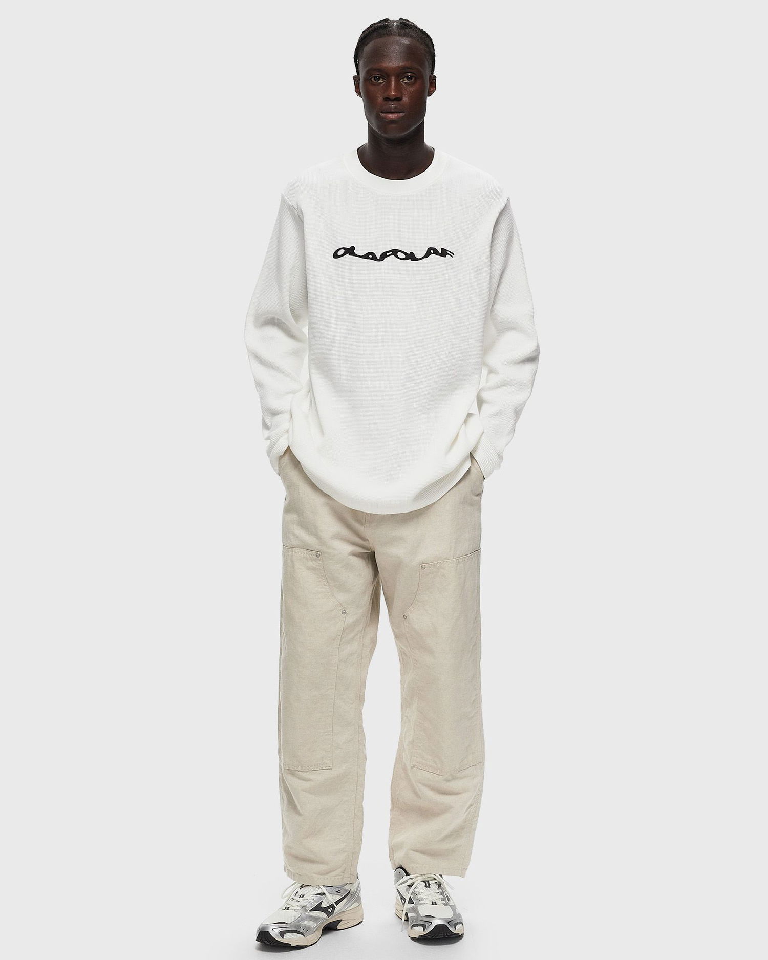 T-shirt ØLÅF WAFFLE TEE LS Hvid | M180113-WHITE, 1